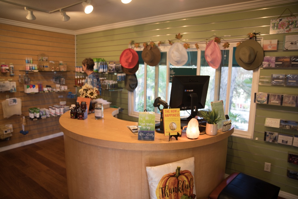 The Optimum Health Store has a variety of convenience items, along with vast selection of books, jewelry, and kitchen equipment.